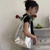 Große Einkaufstasche Korean Fashion Soft PU Patchwork Schwarz Silber Schultertasche Geldbörsen und Handtaschen Designer