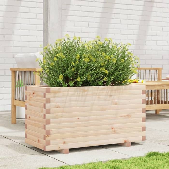 VidaXL Jardinière 90x40x49,5 cm bois de pin massif, jardinière d'extérieur, bac à fleurs, boîte à plantes, jardinière de 847373