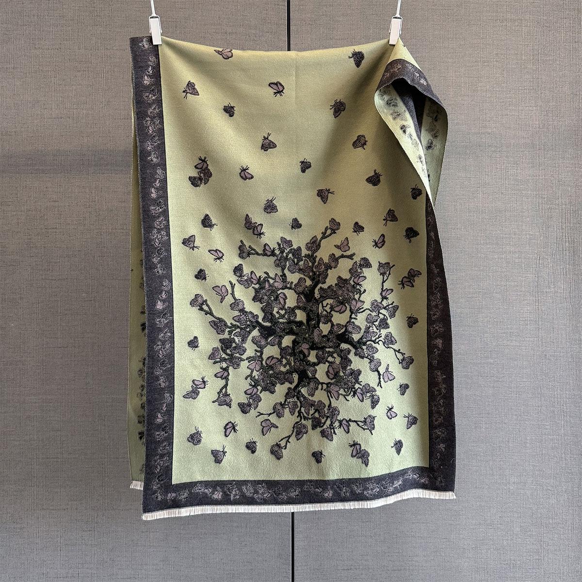 

Autumn and winter new versatile imitation cashmere scarf female dead tree butterfly print warm scarf shawl 66*192cm