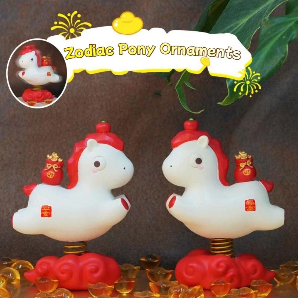 Cartoon-Sternzeichen-Pony-Ornamente Pony-Form Harzpferd Frühlingsornament Kawaii 2026 Pferdejahr Neujahrs-Schreibtischornament