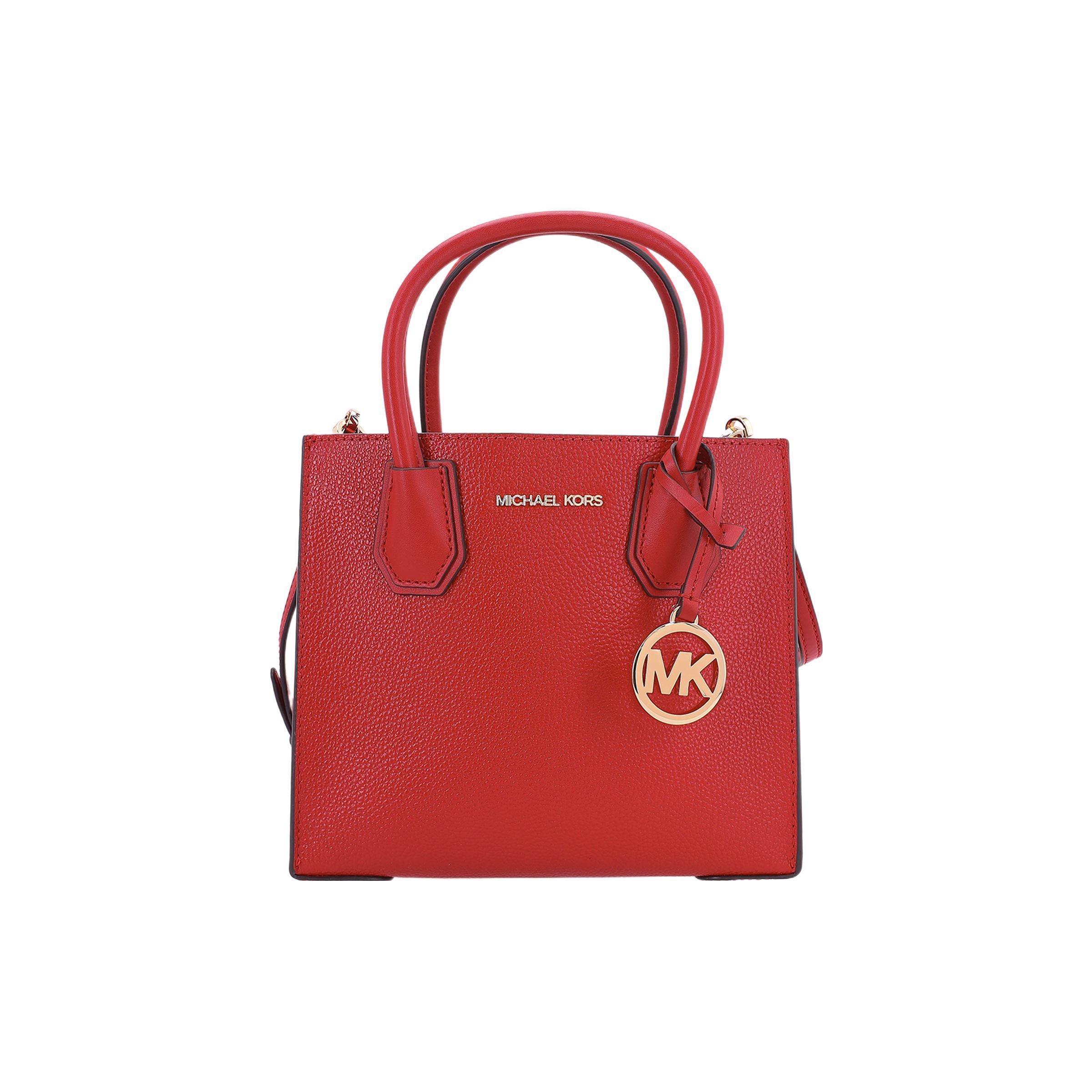 

New MICHAEL KORS Mercer Litchi Grain Cow Leather Trunk Bag, Handbag, Crossbody Bag Small Women s Red 35S1GM9M2L-FLAME 22.1*10.9*20.1CM