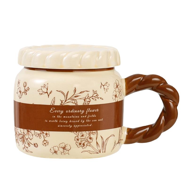 French Retro Ceramic Cup Office Water Cup High Value Mug Home Dormitory Coffee Cup Couple Cup Men