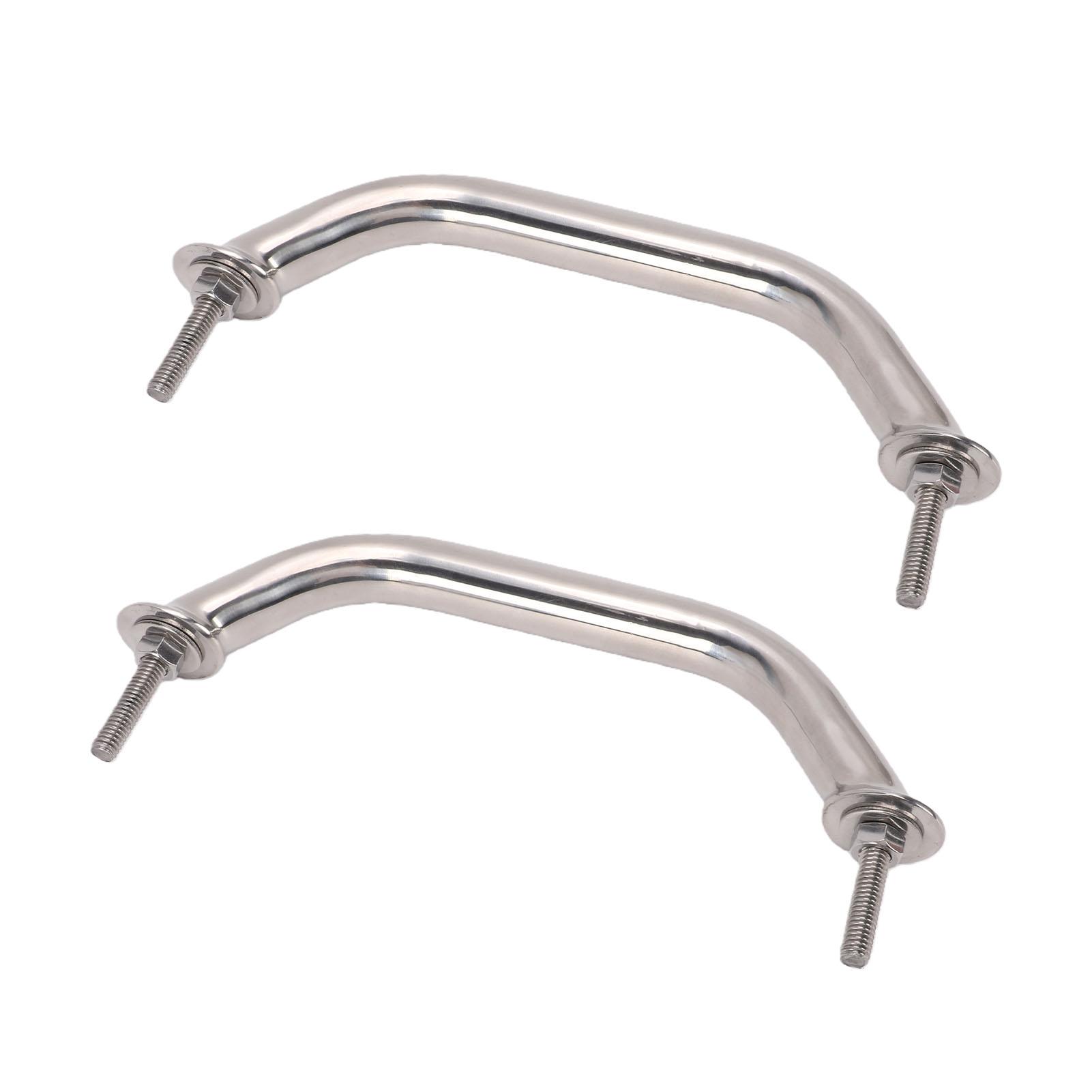 

2PCS Marine Grab Handles 8 Inch Heavy Duty Stainless Steel Boat Grab Handle Handrail with Flange and Nut for Yatch