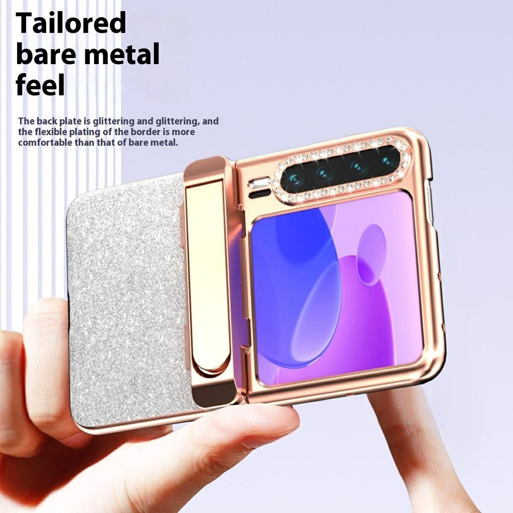 For Huawei Pura X Case with Kickstand Hinge Protection Rhinestone Glitter PC Phone Cover