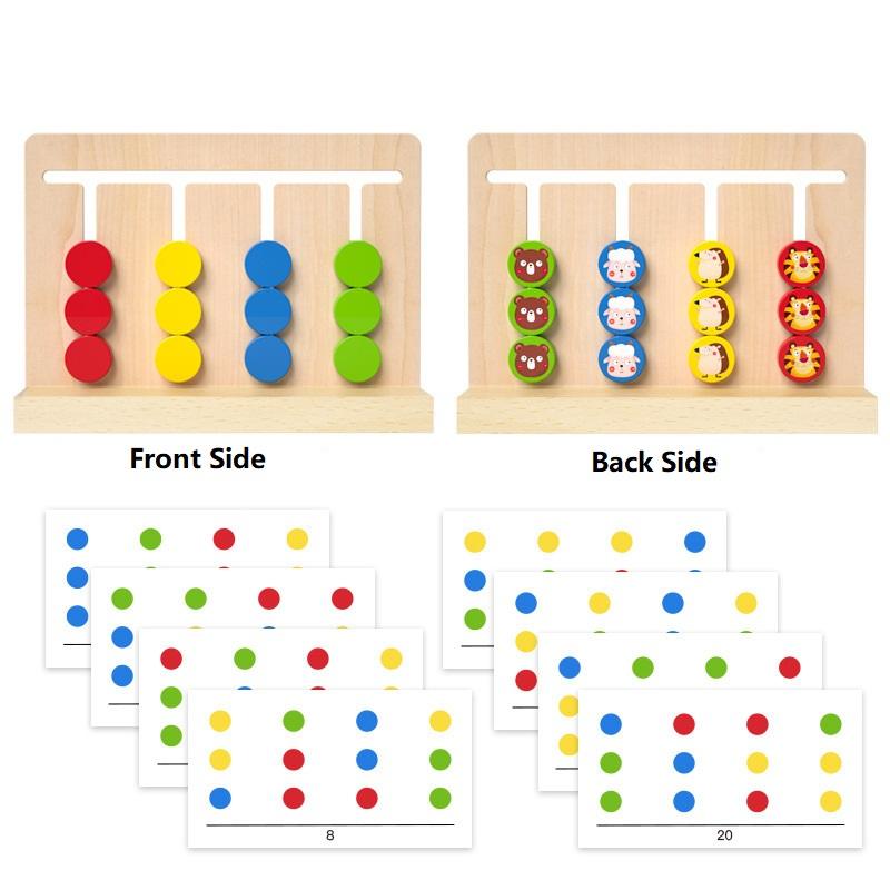 Children Montessori Educational Wooden Toys Four Colors Walking Game Toys Sensory Education for Baby Train Logical Thinking Toys