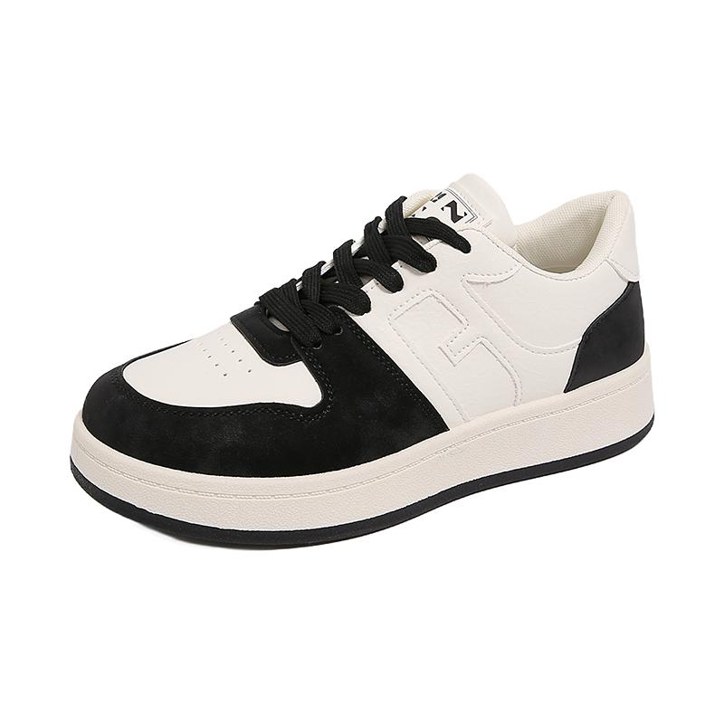 Fashion Flat Plus Size Sneakers Fall New Round Toe Colorblock Front Lace-Up Platform Non-Slip Low-Top Single