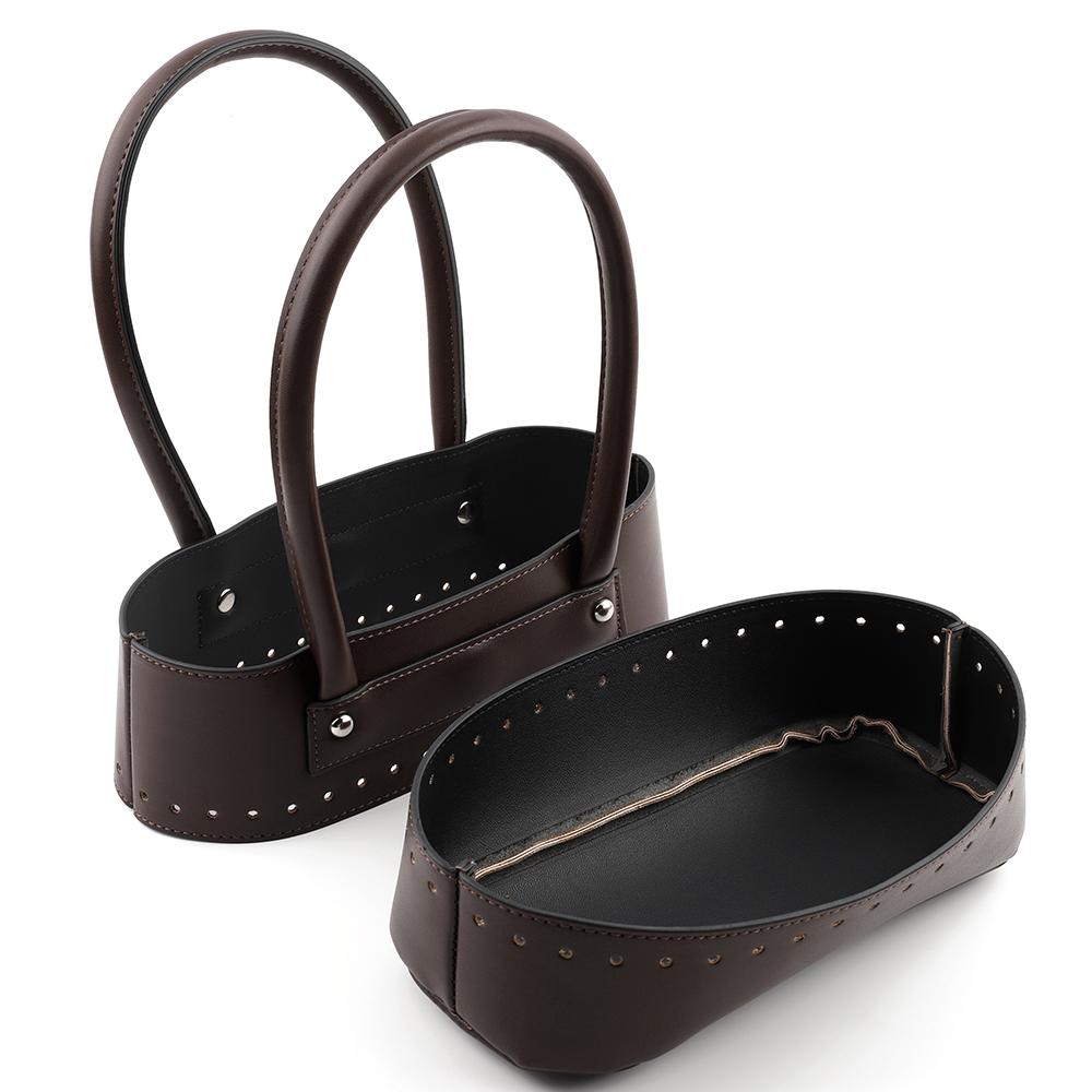 

1Set PU Leather Handbag Making Kits Knitting Crochet Bags Bottom Handles for DIY Purse Shoulder Tote Bags Handmade Accessories кавовий