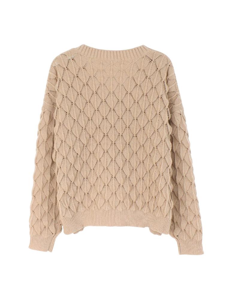 Women's V-neck Long Sleeve Knit Sweater Pullover for Spring and Autumn