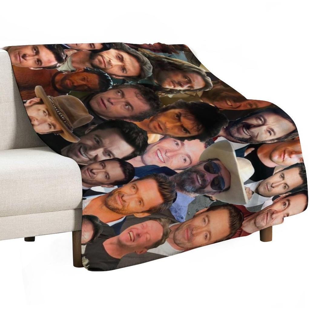 Hugh Jackman Photo Collage 2 Throw Blanket Fade Resistant Durable Throw Blanket