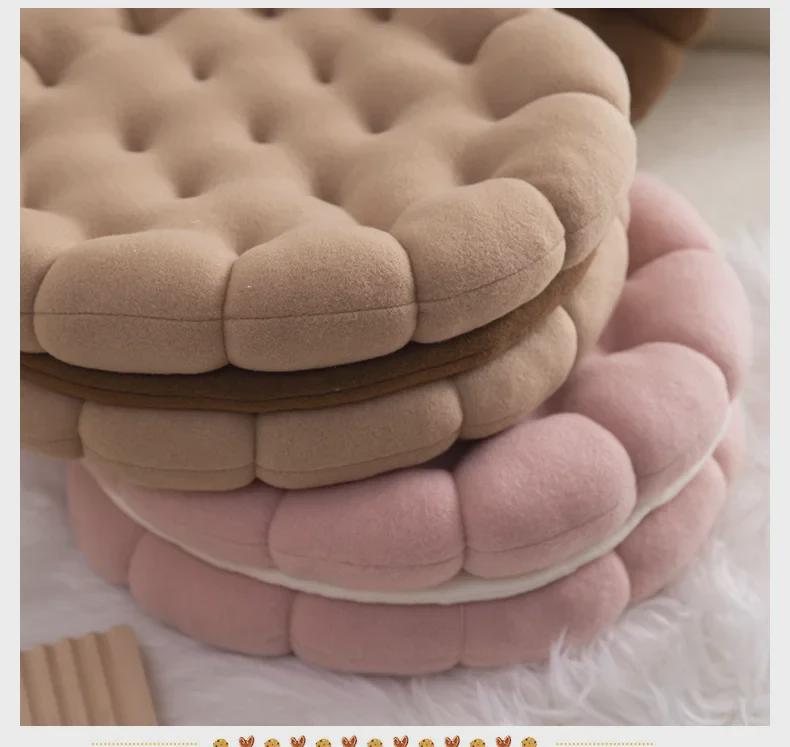 Creative Biscuit Plush Pillow: Cute, Thick Nap Cushion for Sofa and Home
