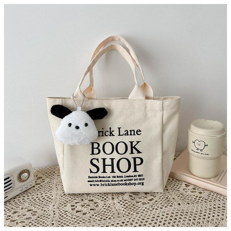 Basit Mini Tote Kova Çanta Büyük Kapasiteli Dış Saplı Kanvas Çanta