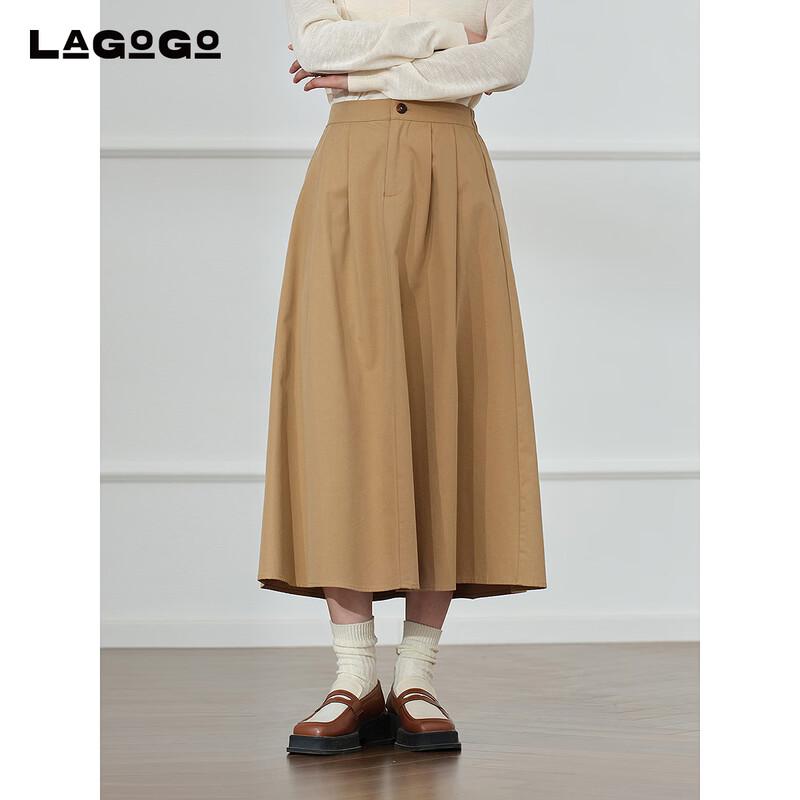 LAGOGO 2025 High-Waist A-Line Midi Skirt S