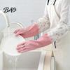 Warm Household Cleaning Gloves Long Sleeves Dishwashing Gloves, Thick Fleece Lining Non-Slip Silicone Rubber for Kitchen And Bath Reusable Waterproof