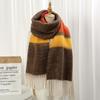 Coldproof Stripe Mohair Shawl Colorful Winter Wool Scarves Soft Long Tassel Scarf  Girls
