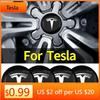 Car Sticker Tesla 4pcs Car Emblem Wheel Center Hub Caps Stickers Car Styling For Tesla Model 3 Model X Y Style MODEL S ROADSTER 