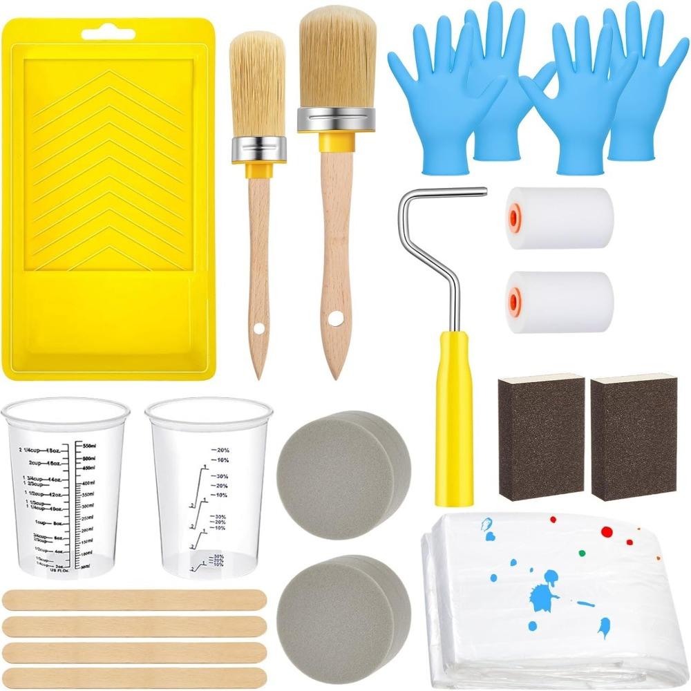 

21pcs Polish Sponge Block Roller Set Nitrile Gloves Painting Supplies Furniture Painting 21pcs