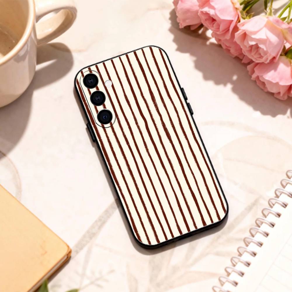 B-Burgundy White Stripe    phone Case For Samsung Galaxy A73,A72,A71,A70,A53,A52,A51,Others Soft Black Shell