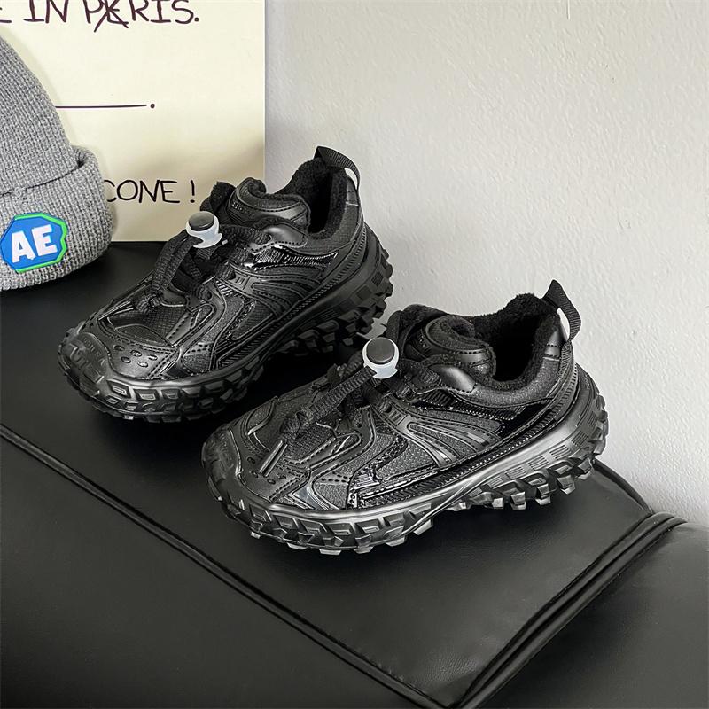 2025 Neue Mode Große Kinder Klobige Sneaker mit Plüsch Warme Winter Sportschuhe Kinder Mädchen Jungen Rutschfeste Lauf-Sneaker