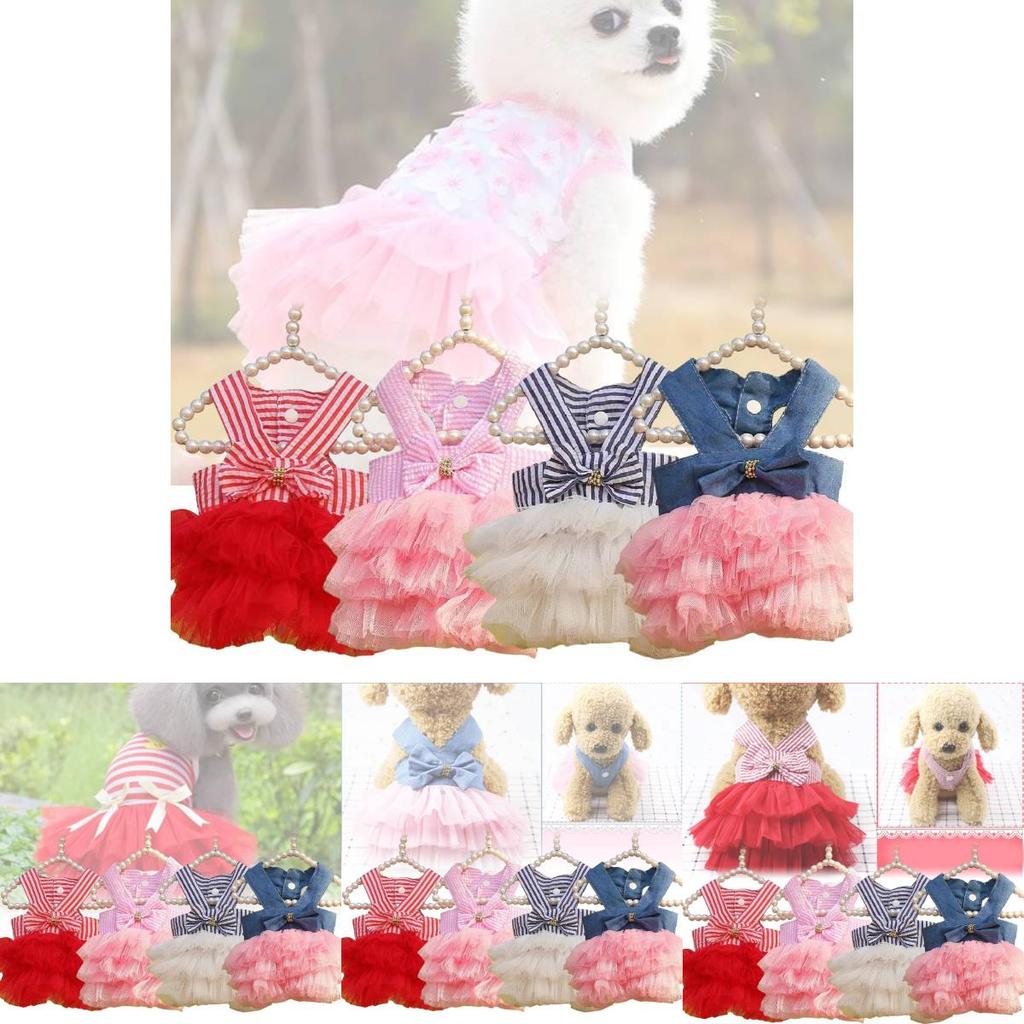 Cute Summer Pink And White Striped Pet Dress For Small Dogs And Cats