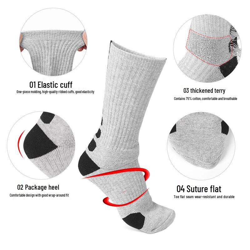 Thickened Non-Slip Mid-Calf Terry Socks: Warm, Breathable, Sweat-Absorbing Socks for Men and Women - Perfect for Outdoor Sports and Running