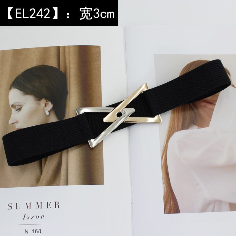 Elastic Black Modern Waist Belt For Women With Adjustable Features Complementing Skirts And Dresses Effortlessly