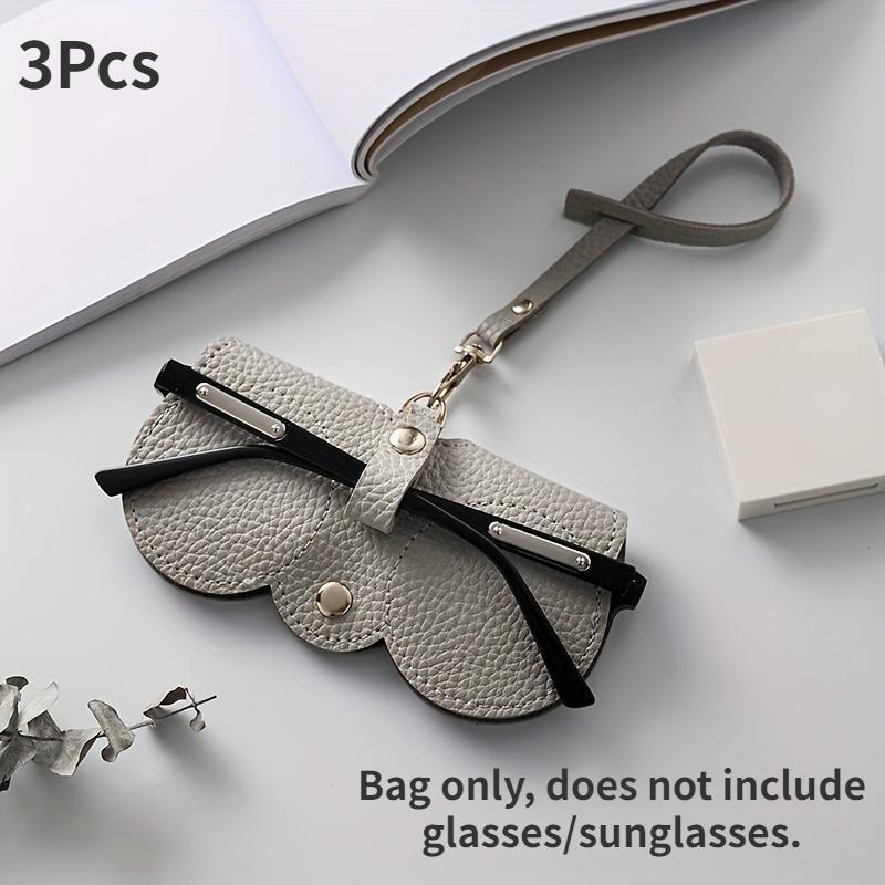 3Pcs Portable Sunglasses Protector Soft Leather Eyeglasses Clip Simple Glasses Holder Storage Bag