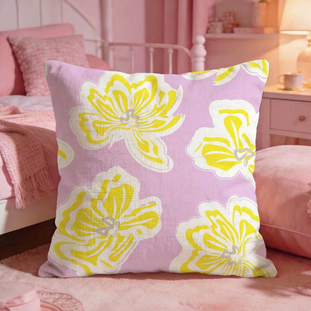 Dopamine Burst Floral Patter Cushion Cover Premium Comfort Reversible Pillow Cove Two in One Design for Any Room  Car Interior