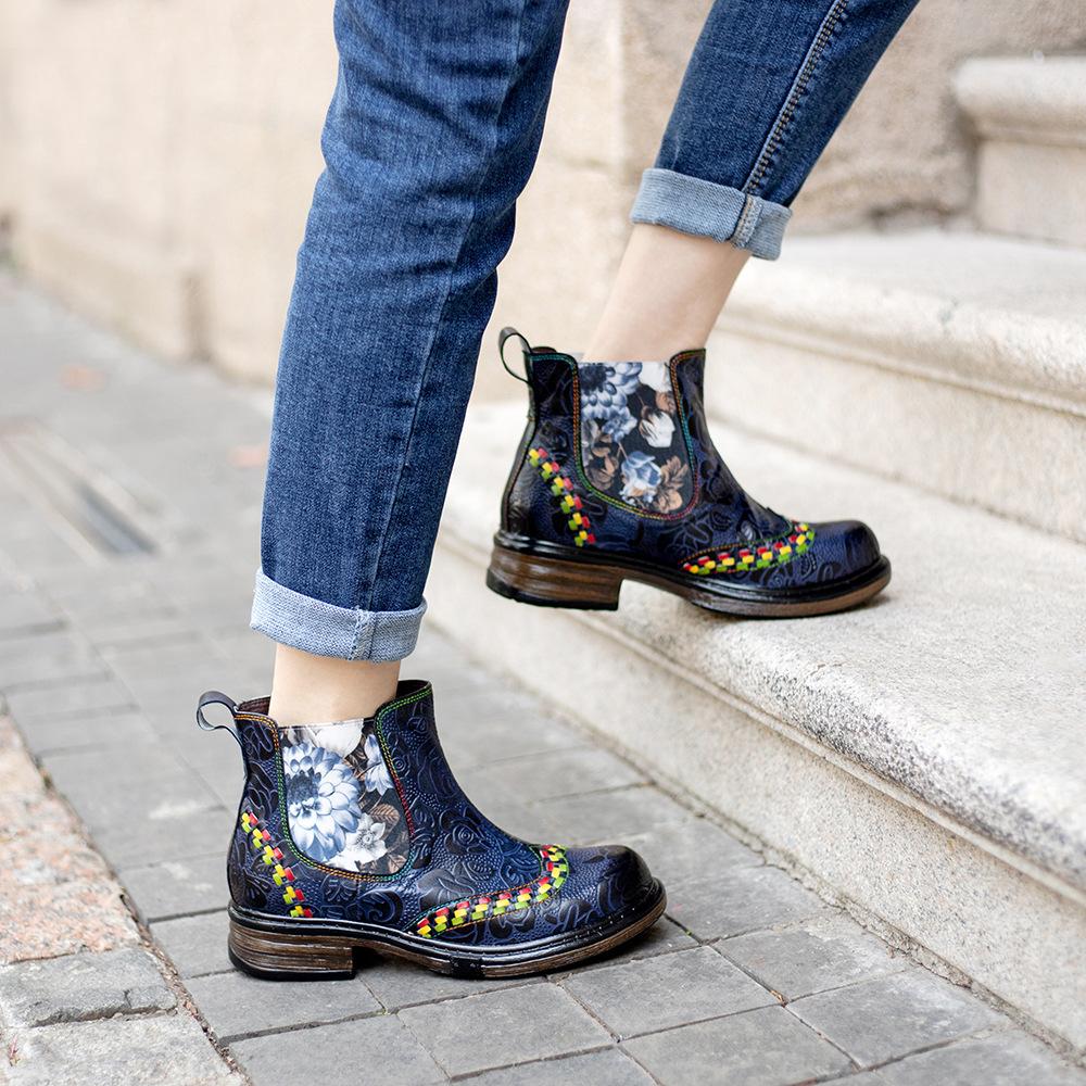 Ženy smíšené barvy Ženy Retro etnický styl Ležérní obuv Měkká dámská patchworková obuv