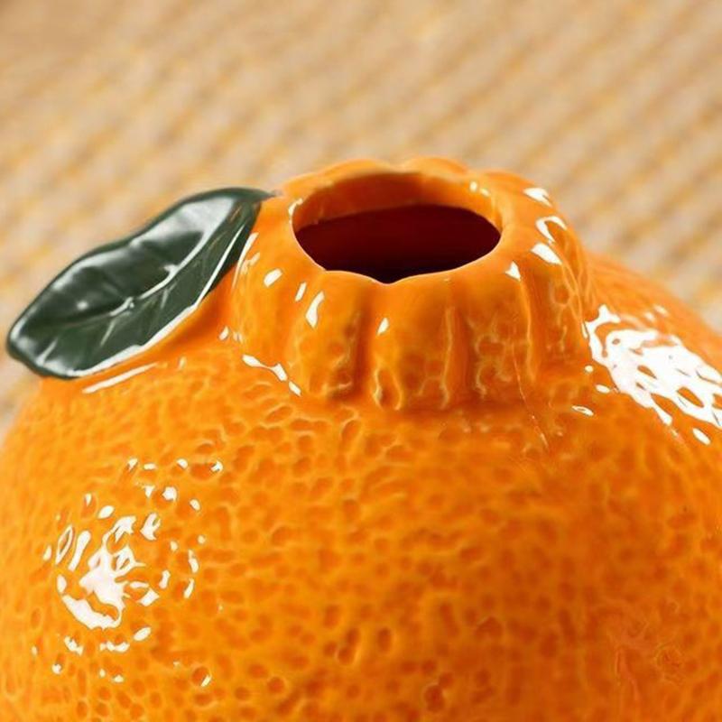Ceramic Vase, Orange Vase For Home Decor,Decorative Vase Fruit Shape Vase Tabletop Decorative Vase Table Centerpieces Decoration