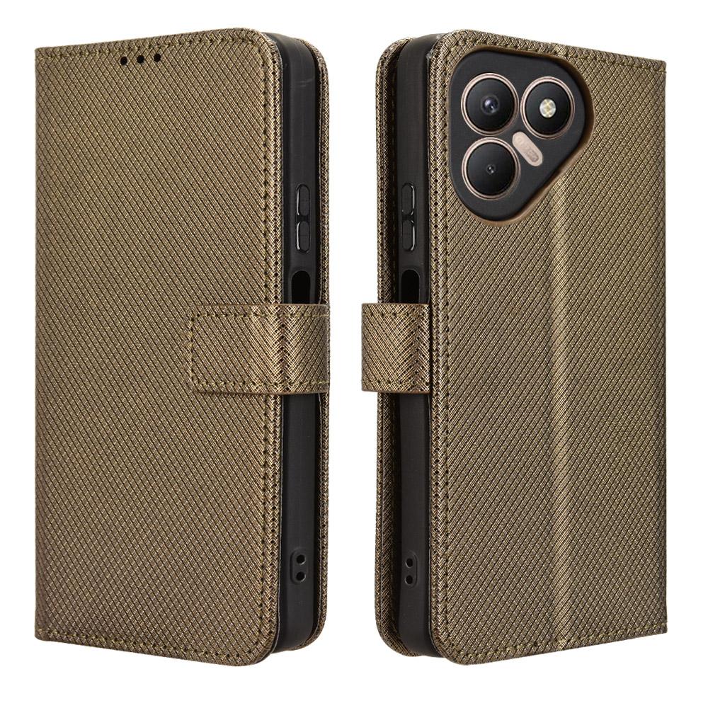 Dla TECNO Pova 7 4G/LJ6 Skórzane etui portfelowe ze smyczą Tekstura diamentowa Pokrowiec na telefon