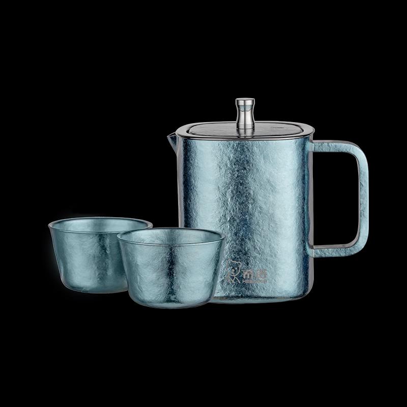 Heenoor Pure Titanium Tea Set - Glacier (1 Pot, 2 Cups)