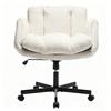 Moderner Chenille Drehstuhl für das Büro, Höhenverstellbare umwandelbare Armlehnen, Schreibtischstuhl für Zuhause, Arbeitszimmer, Schminktisch & Wohnzimmer, Creme / Beige, DE5028BG
