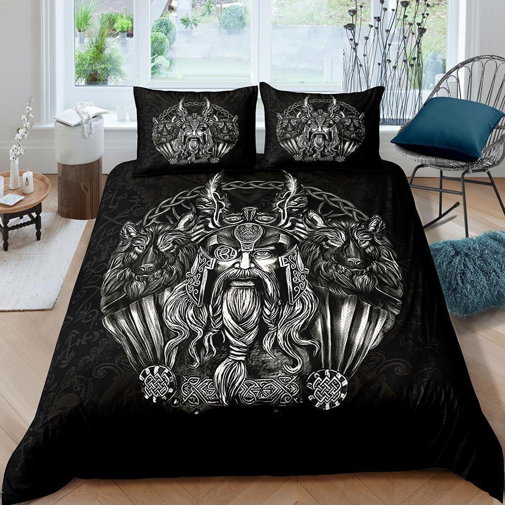 Bettbezug 3D Vik Nordisch Exquisit Mystisches Symbol Digitaldruck Bettwäsche Set Bettdecke Bett Heimdekoration Mädchen Jungen Geschenk
