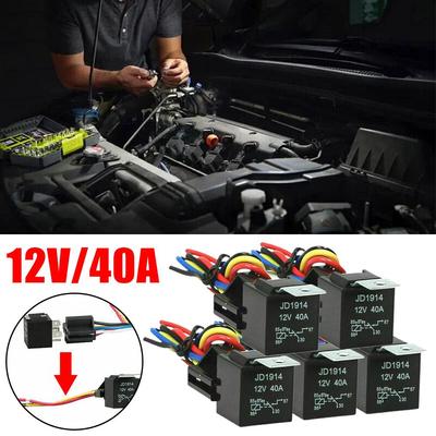 12V 24V Waterproof Automotive Relay 4pin 5pin 4P 5P Car Auto 40A Socket Relay With Terminal Red Relay Black Relay Copper Wi H5Z1