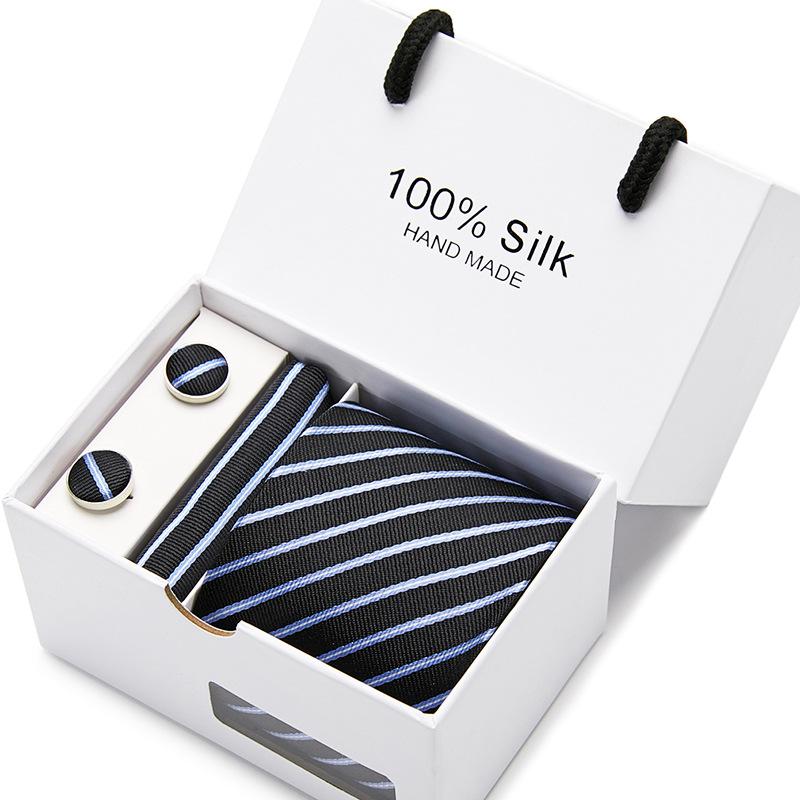Men'S Tie Gift Box 5-Piece Set Tie Pocket Towel Scarf Cuff