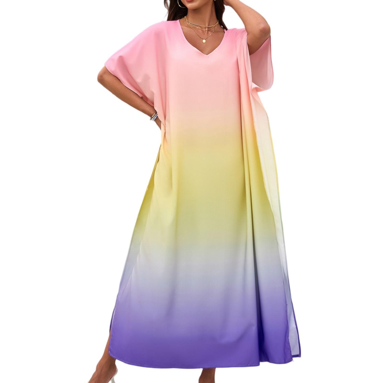 

Женское платье, красочные цветочные принты, свободный халат для отпуска, бикини, защитный халат от солнца One Size жёлтый