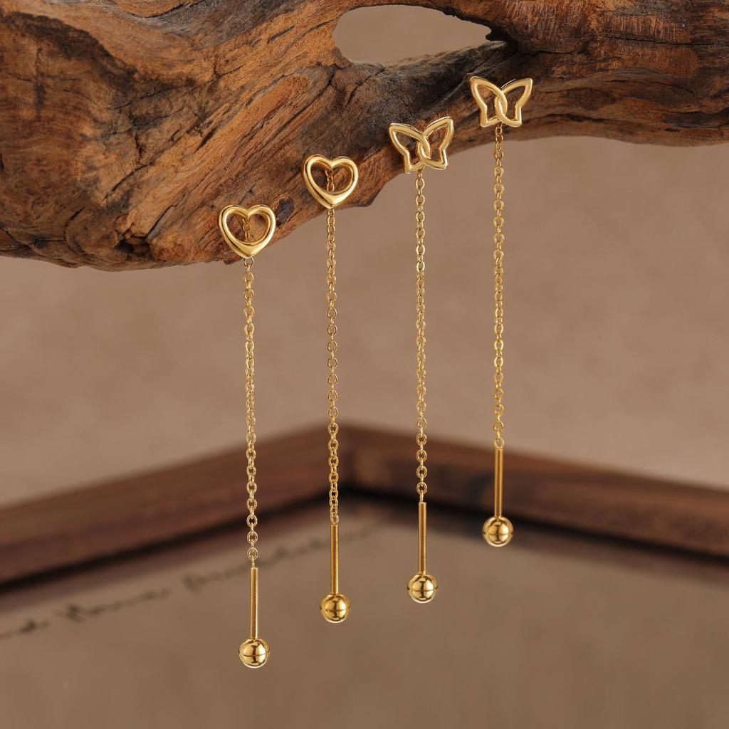 High-End Korean Style Titanium Heart Earrings - Anti-Drop & Anti-Snag Design for Women