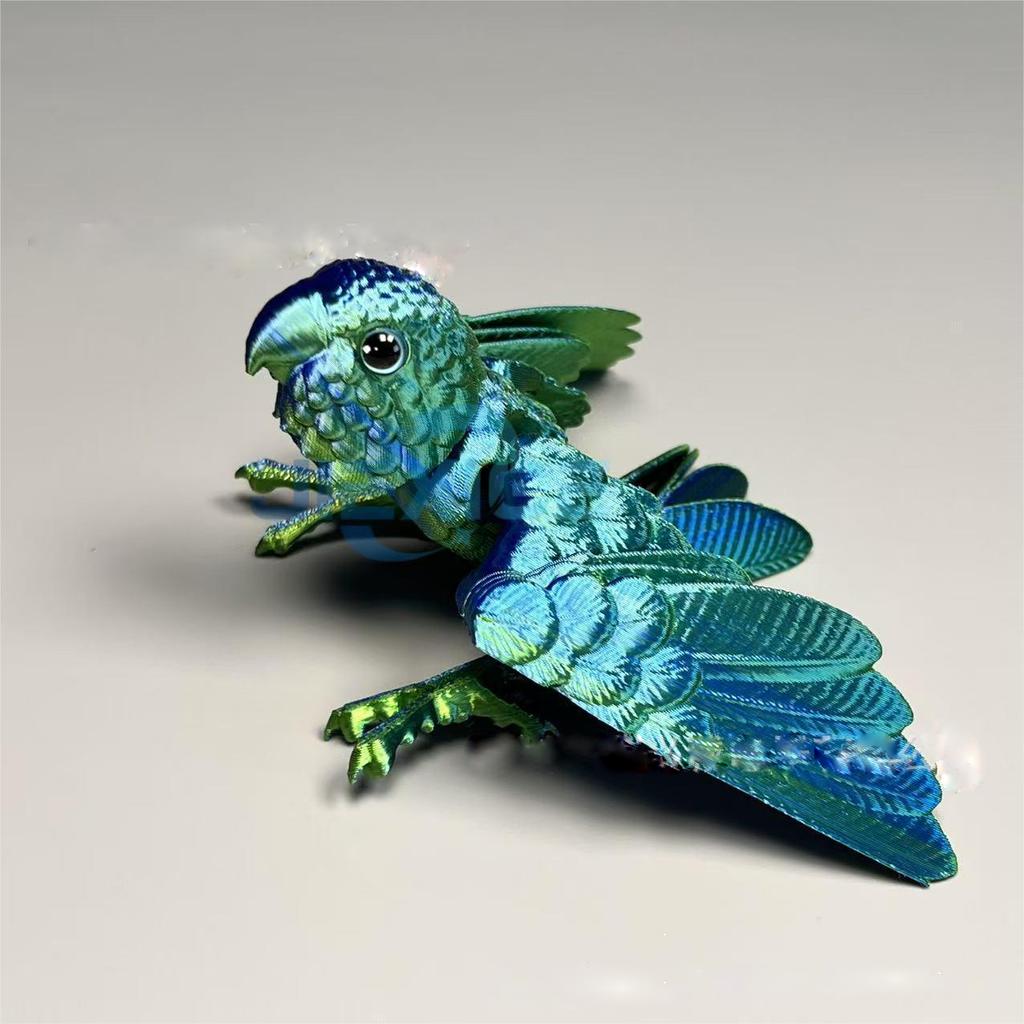 Printed 3D Parrot Model Fun Flexible Animal Statue Bird With Wings Moveable Joints Home Decoration Stress Easing Toy