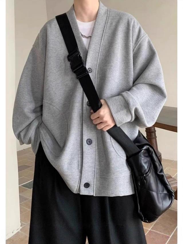 Men's Casual Waffle Knit Jacket for Spring/Autumn