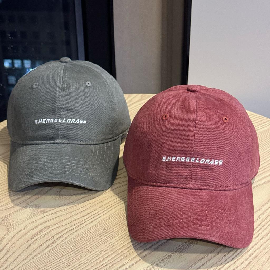 New Autumn Letter Embroidered Soft Top Brushed Cotton Baseball Cap for Men Korean Style Couple's Face Showing Small Peaked Cap for Women