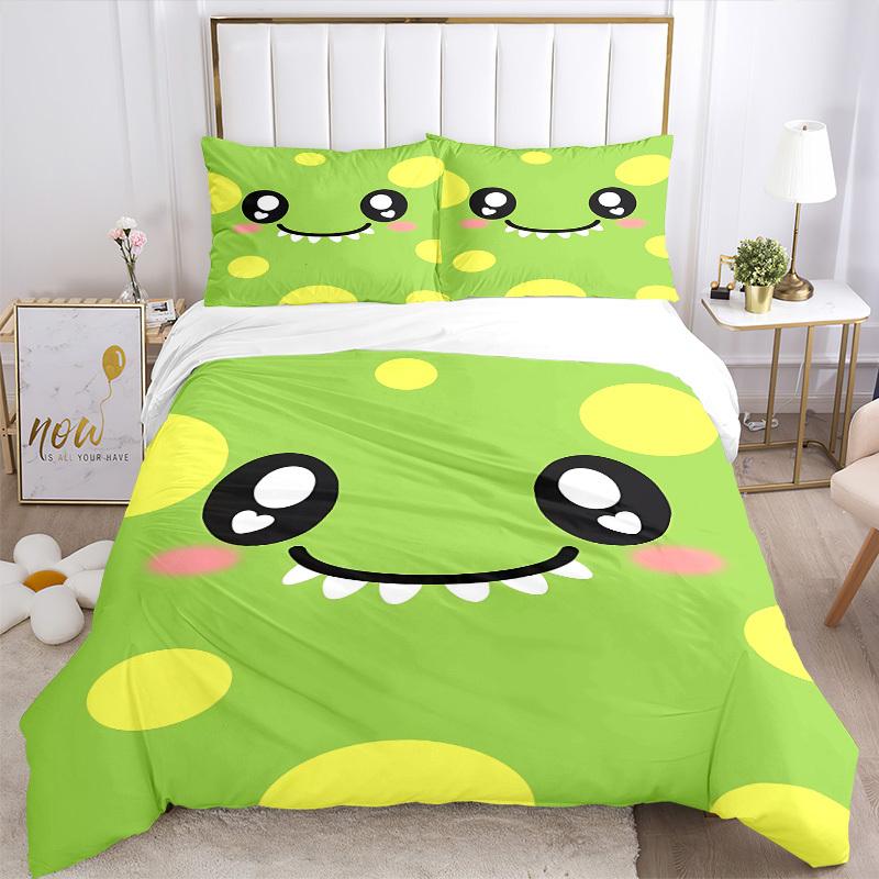3pcs set Cute Monster 1 Quilt Cover + 2 Pillowcases, All Seasons Bedroom Setting, Perfect for Home and Dorm Decor a147
