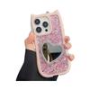 Cute Cat Ear Phone Case for Apple 16 Pro Max 15 iPhone 14 Soft 13 Diamond Edge Heart Mirror High Gloss TPU Compatible Plus Model