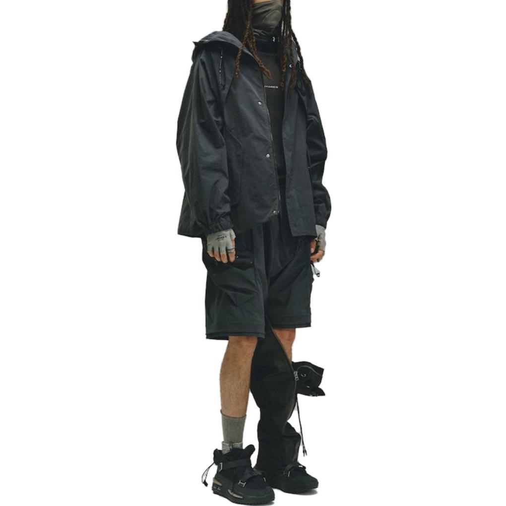 Adidas Originals X HAMCUS FW23 Three-Stripe Track Survey Hooded Jacket Unisex Jacket Charcoal-Black IX7079