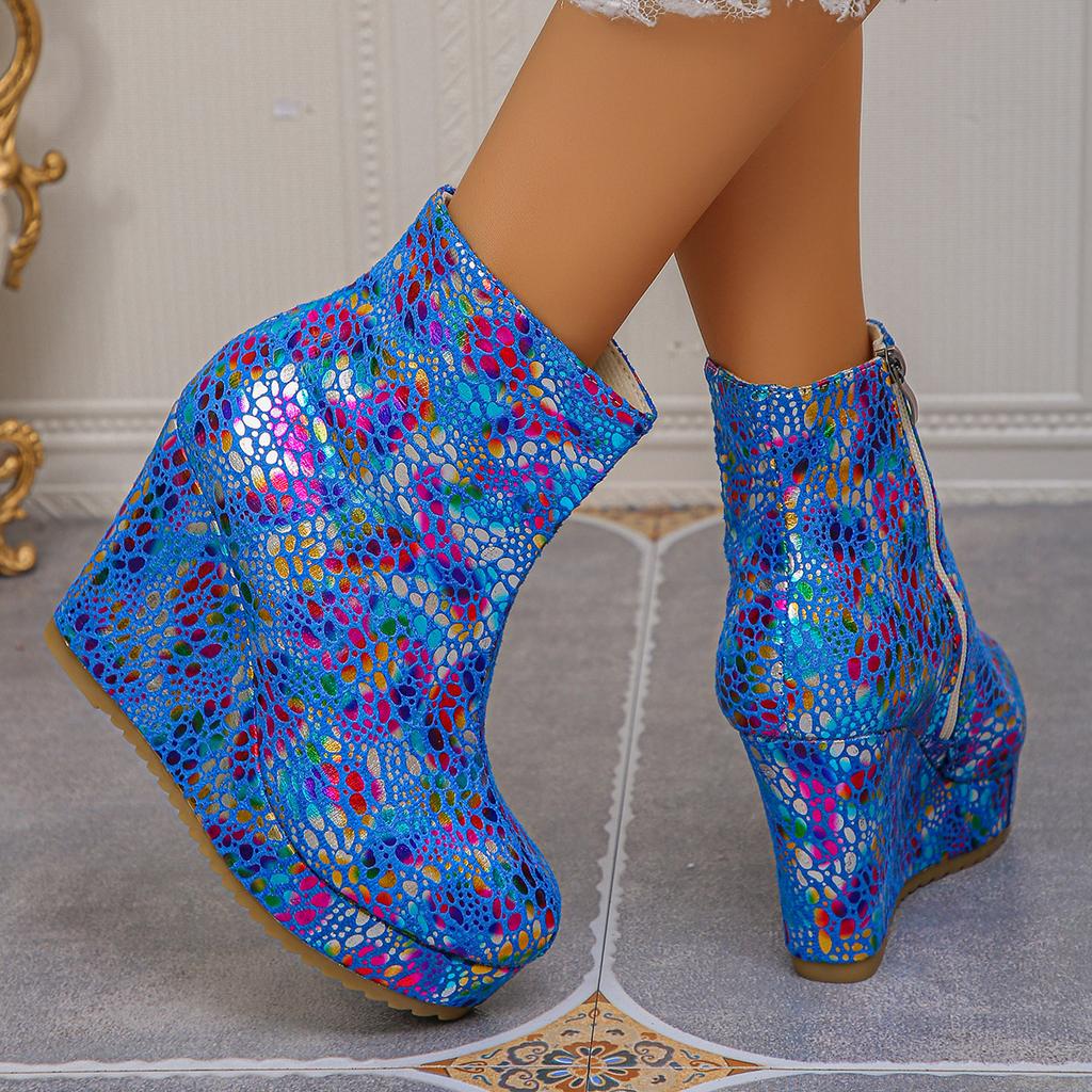 Neue Damen Plateaustiefel mit Keilabsatz, Knielange Nicht Über dem Knie Hohe Absätze Knöchel Kurze Stiefel, Große Größen Mode Damen Schuhwerk