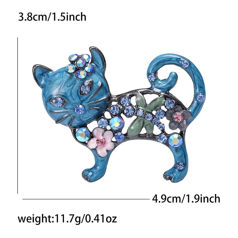 1pc Metal Women Enamel Casual Flower Animal Gifts Rhinestone Brooch Pins Cat Brooches