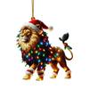 2D Acrylic Animal Ornaments With Christmas Hats, For Christmas Tree Decoration