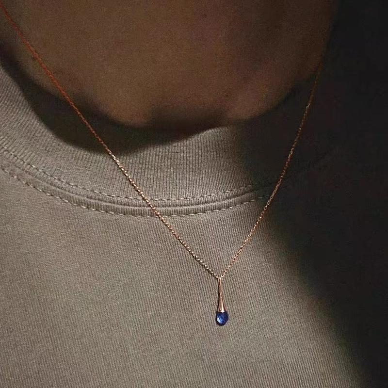 

ANENJERY Кулон в виде капли синей воды, тонкая цепочка, ожерелье для женщин, простое, темпераментное, роскошные винтажные ювелирные изделия, подарки, оптовая продажа белый