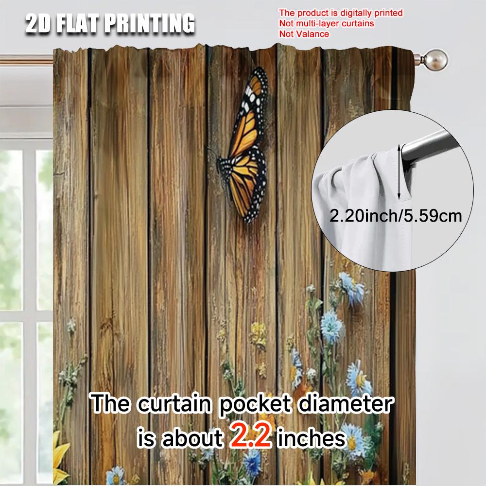 2pcs   Curtains Digital Printed  print Rustic Sunflower Machine Washable (without rod) Stuff Clearance Perfect for Bedroom