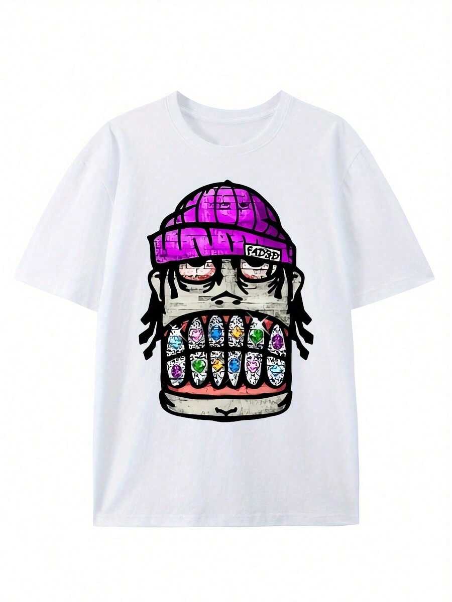 

Unisex s Retro Hip Hop Street Casual T-Shirt, Soft Breathable Pattern Print Summer Short Sleeve Tops S