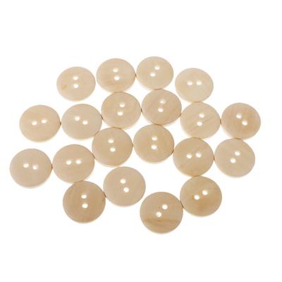20 Stück natürliche, runde Holzknöpfe mit 2 Löchern zum Aufnähen auf Kleidung, 20 mm
